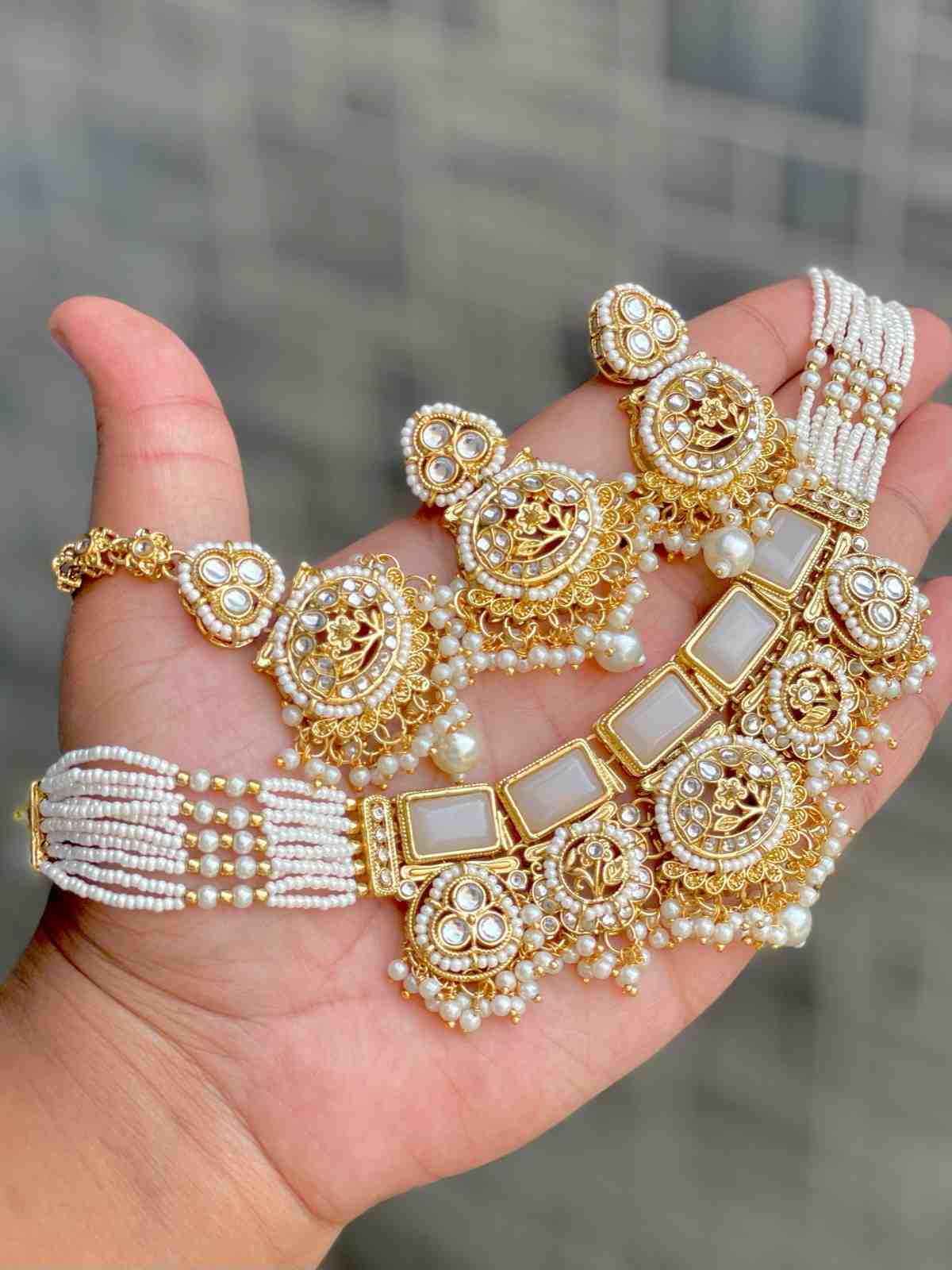 Beautiful Premium Quality Gold Plated Necklace With Beautiful Earrings And Tika...